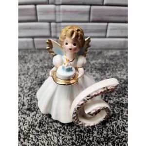 Birthday Angel, Josef Original,Vintage Porcelain Figurine, 6th Birthday